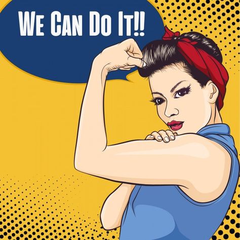 We can do it vector illustration Premium... | Premium Vector #Freepik #vector #worker #illustration #lady #inspirational Awsome Pictures, Herb Shop, Indigenous Americans, Rosie The Riveter, African Pattern, Graphic Editing, Woman Drawing, We Can Do It, Character Illustration