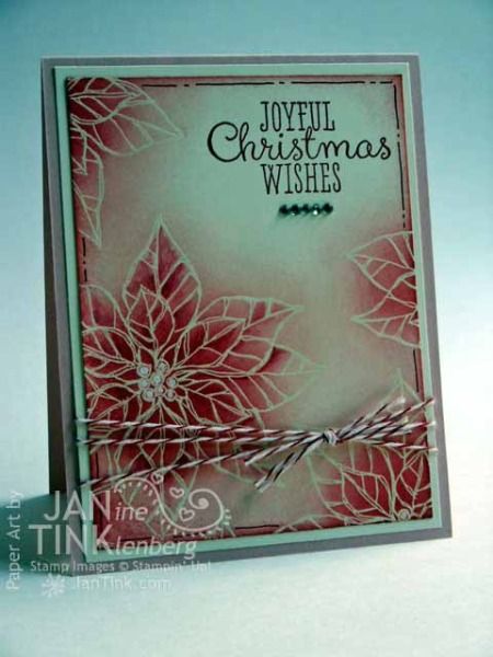 Joyful Christmas Emboss Resist Card by JanTInk - Cards and Paper Crafts at Splitcoaststampers Joy Christmas Card, Poinsettia Cards, Stamped Christmas Cards, Stampin Up Christmas Cards, Christmas Poinsettia, Stamp Projects, Christmas Stamps, Christmas Cards To Make, Christmas Card Design