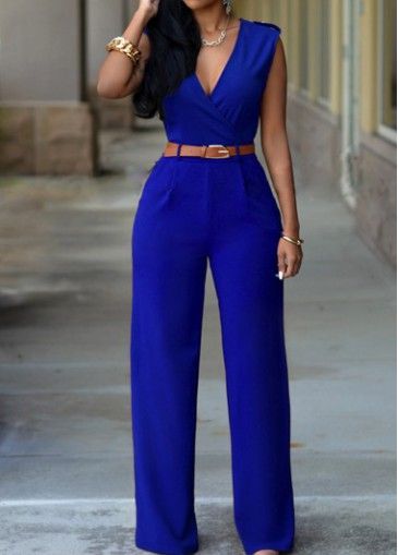 Cheap Jumpsuits Rompers for women on sale | modlily.com Royal Blue Outfits, Embellished Jumpsuit, Cheap Jumpsuits, Trendy Jumpsuit, Fashion Dresses Online, Jumpsuit Outfit, Blue Jumpsuits, Casual Belt, Blue Outfit