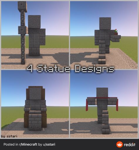 Cool Minecraft Statues, Minecraft Simple Statue, Minecraft God Statue, Minecraft Training Grounds, Small Statue Minecraft, Black Smith Minecraft, Minecraft Statues Easy, Minecraft Small Statue, Minecraft Statue Ideas