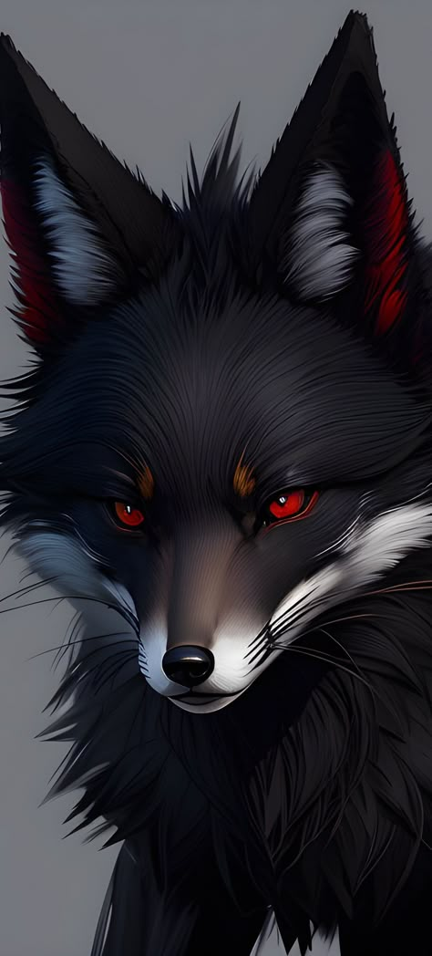 Black Fox Art, Angry Fox, Fox Icon, Egyptian Mask, Fox Artwork, Fox Man, Elf Characters, Fox Drawing, Black Fox