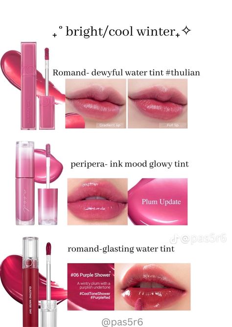 Bright Winter Lipstick Colors, Cool Winter Lipstick Colors, Bright Winter Makeup Looks, Bright Winter Lipstick, Clear Winter Makeup, Bright Winter Makeup, Fem Makeup, True Winter Lipstick, Clear Winter Palette