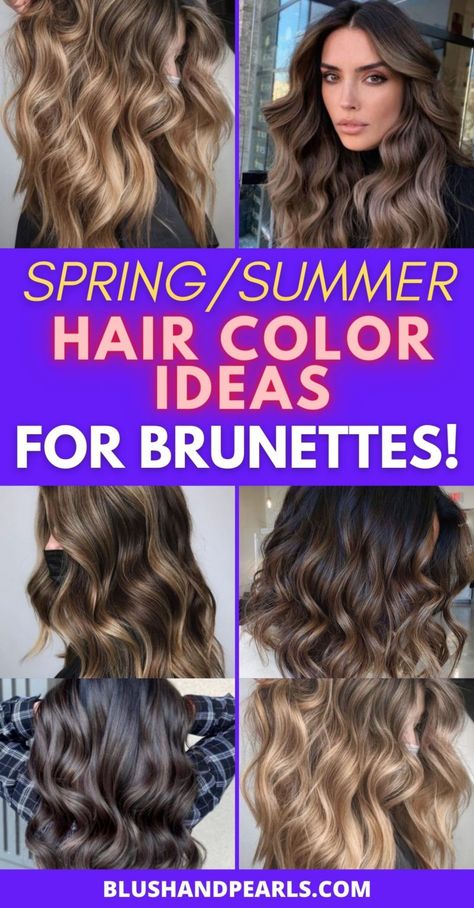 Spring Summer Hair Color, Hair Color For Spring, Castaño Chocolate, Summer Brown Hair, Warm Brown Hair Color, Blonde Hair For Brunettes, Light Brown Hair Color Ideas, Summer Brunette, Spring Hair Color Trends