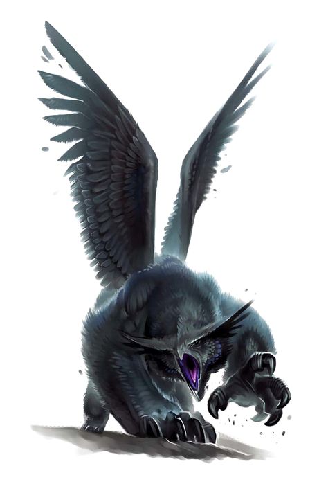 Winged Owlbear - Pathfinder PFRPG DND D&D 3.5 5th ed d20 fantasy Owlbear Dnd, Monsters Mythology, Creature Template, Dnd Animals, Beast Creature, Dnd Monsters, Fantasy Beasts, Monster Concept Art, Fantasy Creatures Art