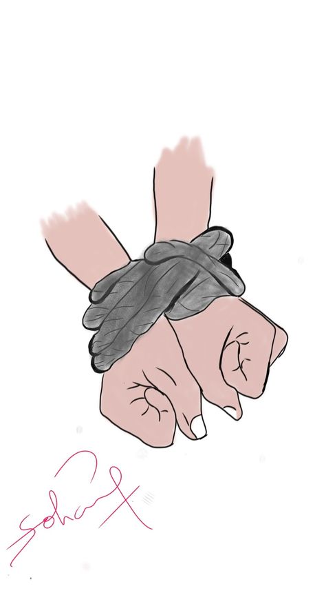 Two Hands Tied Together Drawing, Handcuffed Hands Drawing, Cuffed Hands Drawing, Tied Hands Reference, Sus Hands, Tied Hands Drawing, I'm Useless, Drawing Motivation, Hope Drawing