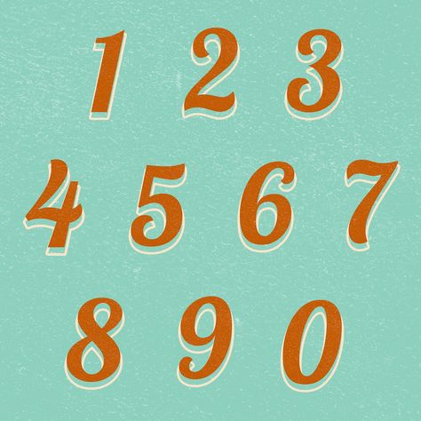 Cursive Numbers, Lettering Fonts Design, Number Font, Round Font, Number Fonts, Logo Number, Retro Typography, Printable Numbers, Retro Logos