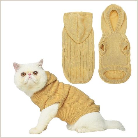 PUPTECK Winter Dog Cat Sweater Coat - Soft Cold Weather Clothes Knitwear for Kitties & Small Dogs Indoor Outdoor Walking Warm Cold Weather Clothes, Weather Clothes, Pet Sweaters, Dog Fleece, Cat Sweater, Cat Dresses, Cat Photography, Little Kittens, Winter Dog