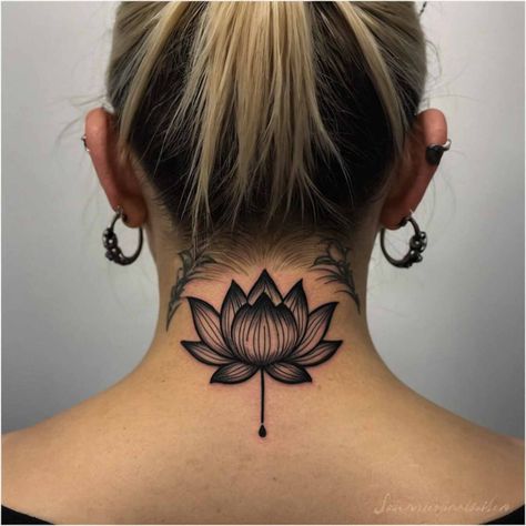 40+ back of the neck tattoo Ideas For Women With Meaning Woman Back Of Neck Tattoo, Traditional Back Of Neck Tattoo, Womens Back Of Neck Tattoo, Back Of Neck Tattoos For Women Cover Up, Back Of The Neck Tattoos For Women, Nape Of Neck Tattoo, Behind Neck Tattoo Woman, Tattoos Back Of Neck, Back Of The Neck Tattoos