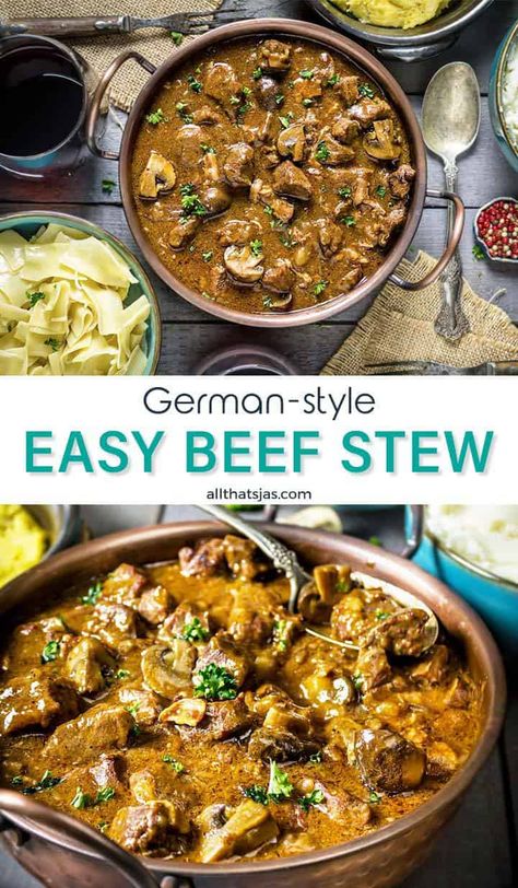 German Stew, Beef Stew With Mushrooms, Quick Beef Stew, Flavorful Beef Stew, Stew With Mushrooms, Beef And Mushroom Stew, Homeschool Meals, Instant Pot Beef Stew, Easy Beef Stew