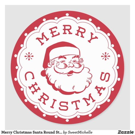 Merry Christmas Santa Round Sticker Christmas Printable Stickers, Merry Christmas Printable, Christmas Name Tags, Christmas Names, Merry Christmas Images, Sticker Label, Jolly Santa, Merry Christmas Santa, Vintage Santa Claus