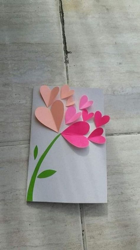 Valentines Day Cards Handmade, Diy Valentines Cards, Folding Origami, Valentine Cards Handmade, Mothers Day Crafts For Kids, Mors Dag, Paper Crafts Diy Kids, Mothers Day Crafts, Valentine's Day Diy