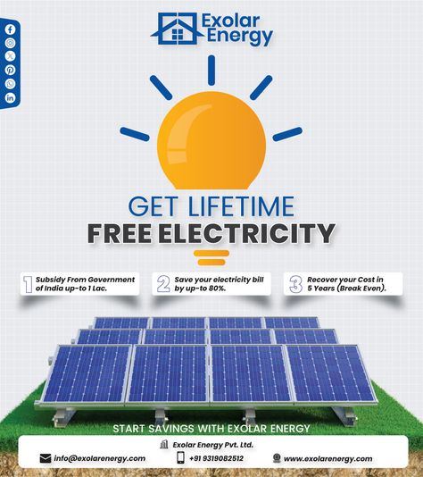 Get Free Lifetime Electricity !!! 📱 +91 9319082512 👝 info@exolarenergyproject.com ⬇ www.exolarenergy.com #exolarenergy #solarpanelspanels #SolarEnergy #SolarPower #RenewableEnergy #solarsolutions #SolarEPC #SolarProducts #roofttopsolarsolarinstallation #rooftopsolar #rooftopsolarpanels #rooftopsolarsystem #bestsolarcompany #topsolarbrands #delhisolar #indiasolarmission #solarbrands #solarads #solarinstallationcompany #solarinstallation Home Rooftop, Solar Energy Design, Off Grid Solar Power, Creative Post, Solar Companies, Off Grid Solar, Solar Roof, Solar Installation, Turkish Delight