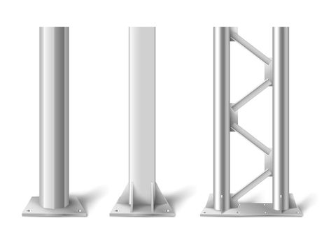 Realistic metal poles. silver metal vert... | Premium Vector #Freepik #vector #metal-bar #iron-bar #metal-pipe #steel-pipe Metal Columns, Bar Metal, Metal Pole, Stainless Steel Pipe, Metal Pipe, 3d Metal, Metal Bar, Art Class, Premium Vector