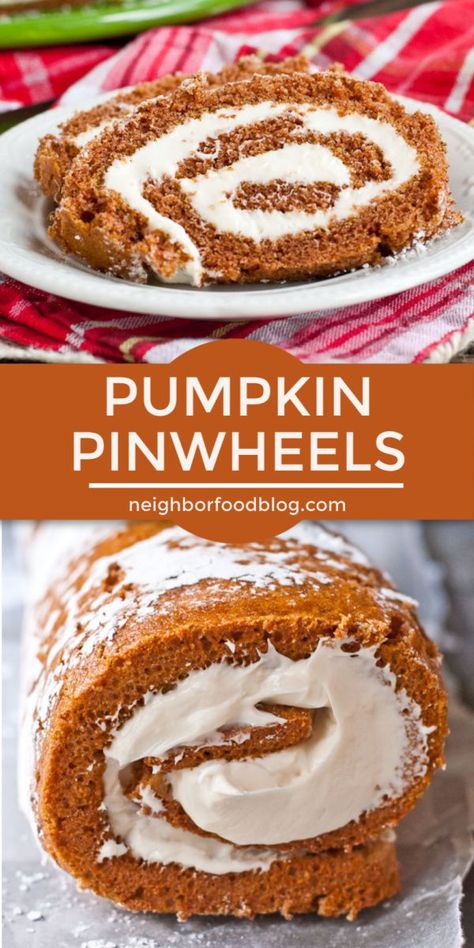 Savor the Fall season with this delectable Pumpkin dessert recipe! This Pumpkin Pinwheel is the perfect recipe for your holiday party or as a simple Fall treat the whole family will love. Click through to grab this easy Pumpkin dessert recipe that will soon become a family favorite! || NeighborFood #pumpkin #pumpkinrecipes #falldesserts #pumpkintreats #neighborfood Pumpkin Pinwheels, Rosemary Jelly, Pumpkin Cream Cheese Roll, Easy Pumpkin Recipes Desserts, Healthy Pumpkin Dessert, Easy Pumpkin Dessert, Pumpkin Treats, Cheese Roll, Savory Pumpkin Recipes