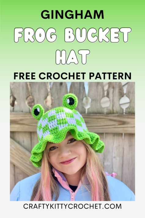 Kawaii Crochet Hat Pattern Free, Cute Hat Crochet Pattern Free, Frilly Bucket Hat Crochet Pattern, Kids Bucket Hat Crochet, Frog Bucket Hat Crochet Pattern Free, Free Cottagecore Crochet Patterns, Ruffle Hat Crochet Pattern, Crochet Bucket Hats Free Pattern Easy, Crochet Frog Hat Pattern Free