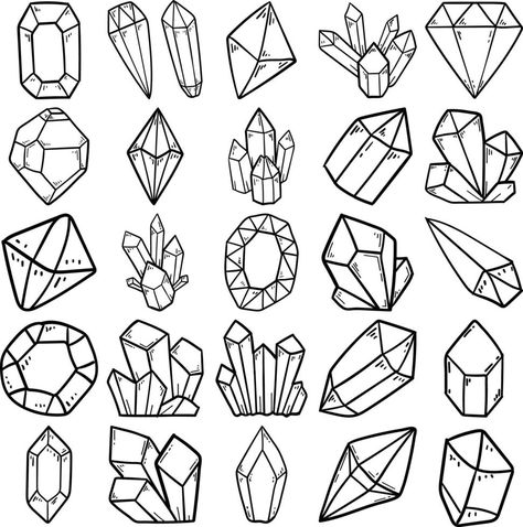 Crystal Hand Drawn Doodle Line Art Outline Set Crystal Doodles, Doodle Line Art, Art Outline, Beauty Art Drawings, Outline Art, Vector Shapes, Beauty Art, Line Art, Hand Drawn