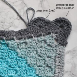 Crochet Edge For C2c Blanket, Crochet C2c Borders, C2c Edging Crochet, Edging For C2c Crochet Blanket, Crochet Shell Borders For Blankets, Corner To Corner Crochet Border, Shell Crochet Border Pattern, Crochet Blanket Edging Ideas, C2c Crochet Border