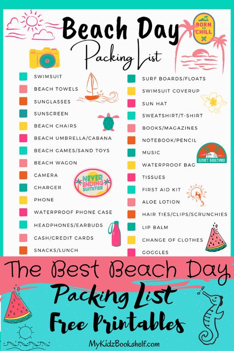 These Free Printable Beach Day Packing Lists will help you get ready more quickly and easily! Kids can help to get ready for the fun ahead with our Free Printable Packing Lists, and you'll remember everything you need to have the best beach day ever! To find these cute Free Printables that will make your trip to the beach the best one yet, head to the blog today! #beachdaypackinglistprintable#kidsbeachday#beachday#kidspackinglist#waysforkidstohelp#familyvacationpackinglist#kidsprintables#kidsfun Beach Day Packing List, Beach Trip Packing List, Beach Trip Packing, Beach With Kids, Beach List, Beach Vacation Packing, Printable Packing List, Beach Vacation Packing List, Coral And Teal