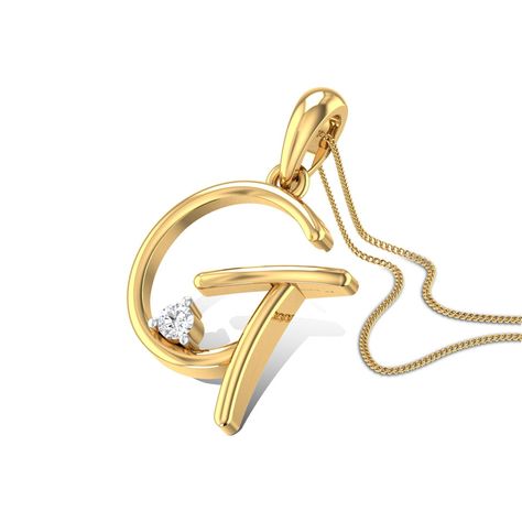 Alphabet G Diamond Studded Gold Pendant Diamond Necklace Simple, Gold Pendent, Locket Design, Alphabet Necklace, Gold Diamond Studs, Simple Diamonds, Gold Rings Fashion, Gold Bangles Design, Jewelry Appraisal