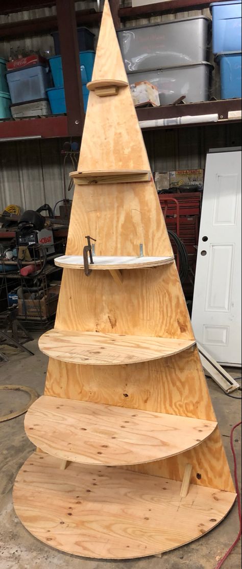 Wood Christmas Tree Village Display, Christmas Village Display Stands, Xmas Tree Village Display, Wooden Christmas Tree Display, Christmas Tree For Village Houses, Christmas Village Display Target, Wood Christmas Tree Display, Christmas Village Tree Diy, Christmas Village Display Ideas Diy Easy Platform