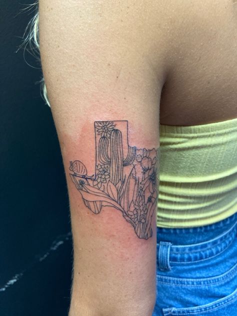 Texas tattoo Cute Southern Tattoos, Western Texas Tattoo, Tejano Tattoo, Made In Texas Tattoo, Simple Southern Tattoos For Women, Texas Western Tattoos, Texas Sleeve Tattoo Women, Cute Texas Tattoos, Texas Tattoo Ideas For Women