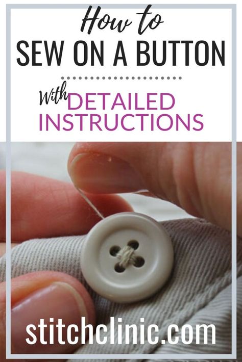 Want to move or repace a button? Never tried it before? See this in depth tutorial showing you how to sew on a a button. Step-by-step | Sewing Lessons | Basic Sewing Skills | Beginner Sew Button On Pants, How To Sew A Button On Pants, How To Sew A Button, Sew On A Button, Sew A Button, Life Skills Class, Mending Clothes, Helpful Things, Small Sewing