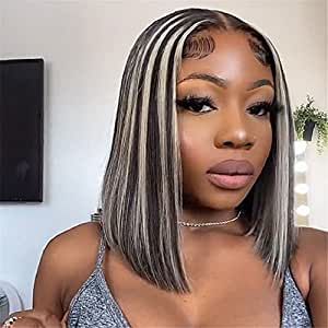 Highlight Grey, Wigs Highlights, Platinum Highlights, Bob With Highlights, Lace Front Bob, Platinum Blonde Highlights, Highlights Color, Grey Highlights, Hair Patterns