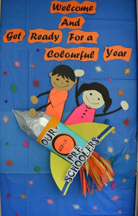 Welcome To My Class Bulletin Boards, Welcome Soft Board Ideas, Craft Ideas For Notice Board, Happy New Year School Decoration, Class Bulletin Board Ideas Kindergarten, Myself Theme Board Ideas For Preschool, Soft Board Decoration Ideas For Preschool, Welcome Board Decoration Ideas School Preschool, Board Display Ideas Classroom