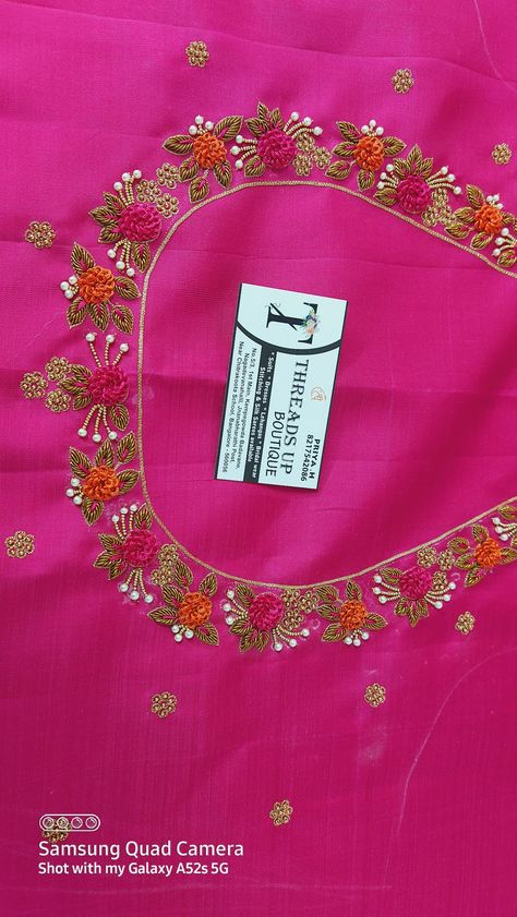 New Simple Blouse Designs, Simple Zardosi Work Blouse Designs, Pink Aari Work Blouse Designs, Simple Computer Work Designs For Blouses, Simple Embroidery Designs Blouse, Computer Work Blouse Designs, Pink Blouse Designs, Magam Work, Patch Work Blouse Designs