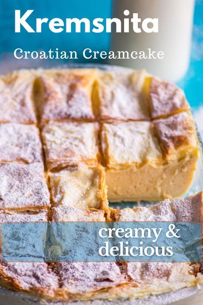 Croatian Pork Recipes, Kremsnita Recipe, Croatian Dessert Recipes, Croatian Cakes, Traditional Croatian Food, Croation Recipes, Croatia Food, Croatian Food Desserts, Creamy Cake