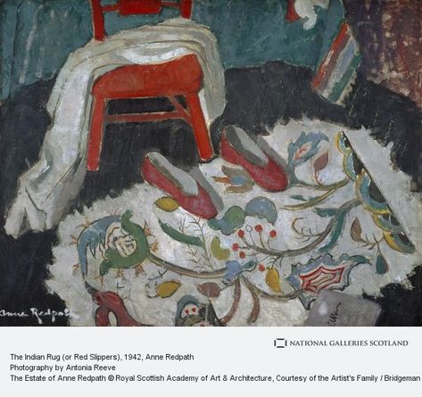 The Indian Rug (or Red Slippers) Anne Redpath, Scottish Colourists, Italian Paintings, Indian Rug, Red Slippers, Gallery Of Modern Art, Scottish Art, Scottish Artists, Indian Rugs