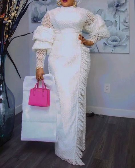 H Lace Maxi Dresses, African Maxi Dress, Plus Size Long Dresses, Long African Dresses, Formal Shirt Dress, White Lace Maxi, Fancy Gowns, African Maxi Dresses, Business Formal Dress