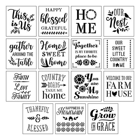 Home Sentiments Stencils by Craft Smart®, 12" x 12" | Michaels Printer Crafts, Crafting Business, Word Stencils, Retail Ideas, Expressing Yourself, Stencils For Wood Signs, Door Signs Diy, Profound Quotes, Grow In Grace