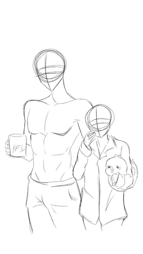 Base Body Couple, Poses To Draw Male, Sleepy Base Drawing, Female And Male Art Reference Poses, Tall X Short Drawing Base, Ych Base Couple Cute, Drawing Base 3 People, Couple Oc Base, Body Base Couple