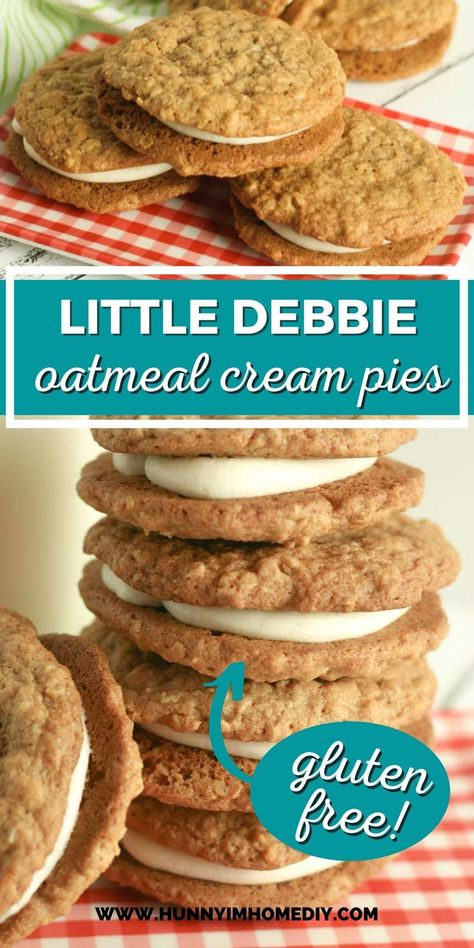 Dye Free Desserts, Dairy Free Oatmeal Cream Pie, Gf Oatmeal Cookies, Gluten Free Oatmeal Cream Pies, Healthier Oatmeal Cream Pies, Gf Oatmeal Cream Pies, Gluten Free Little Debbie, Homemade Oatmeal Cream Pies Healthy, Vegan Oatmeal Cream Pies