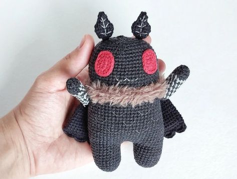 Mothman Plush Amigurumi Pattern Crochet Toys. Horror Crochet | Etsy Mothman Plush, Horror Crochet, Crochet Pattern Amigurumi, Fun Crochet Projects, Crochet Animal Patterns, Halloween Crochet, Crochet Toys Patterns, Amigurumi Free Pattern, Easy Crochet Patterns