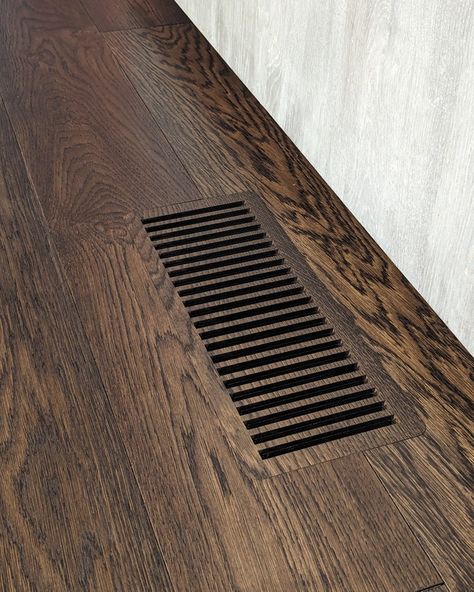 Got a hardwood floor or plan to install a hardwood floor? Don't settle for cheap grilles that don't complement the floor, get a gorgeous matching grille made. Any specie, solid or engineered or even laminate, finish process matching, high traffic or decorative, floors walls and ceilings, you name it. Contact us today and we'll make the process fun and easy. #woodmanic #customgrilles #customvents #woodworking #flooring #homeimprovements #vents #customwoodwork Adu Ideas, Floor Vent, Home Interior Accessories, Air Return, Floor Vents, Floor Registers, Air Vent Covers, Metal Floor, Engineered Hardwood Flooring