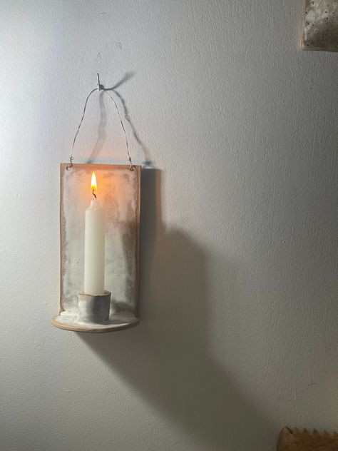 Wall Candle Holder, Wall Candle, Easy Candles, Clay Wall, Wall Candle Holders, Candle Wall Sconces, Ceramic Candle, Wall Candles, Wall Lantern