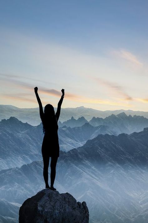 Woman On Mountain Top, Standing On Top Of A Mountain, The Mountain Is You Aesthetic, Top Of Mountain Aesthetic, Mountain Woman Aesthetic, Strong Woman Aesthetic Photography, Yoli Better Body System, Woman Freedom, Mountain Woman