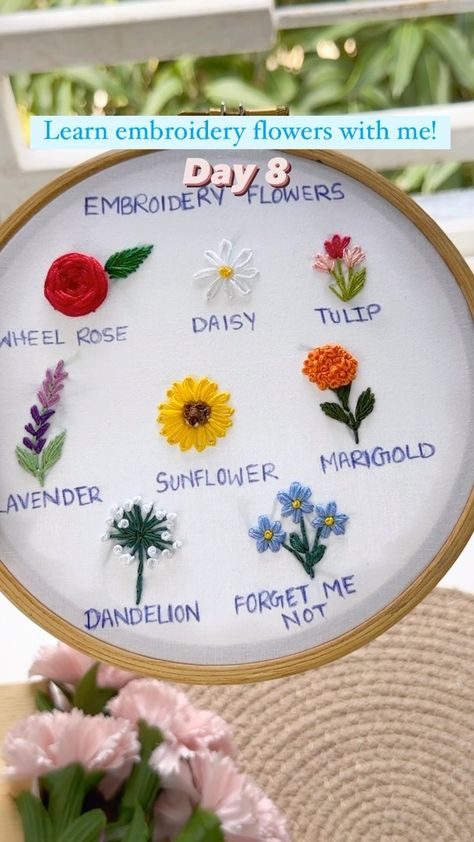 Ending the series with Forget me not flower💙 . . . #reelsinstagram #reelvideo #reelsvideo #reels #tutorial #tutorials #embroidery… | Instagram Forget Me Nots Flowers, Tutorial Embroidery, Floral Words, Forget Me Not Flower, Marigold Flower, Learn Embroidery, Creative Embroidery, Embroidery Inspiration, Embroidery Tutorials