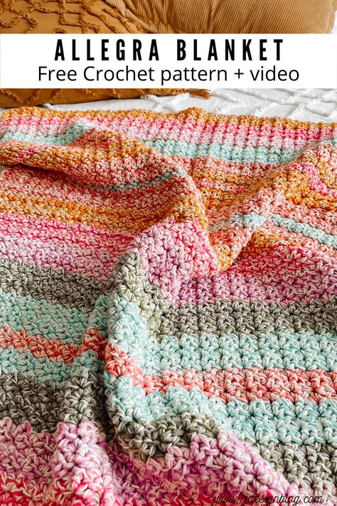 Beginner friendly Crochet Blanket – Allegra Blanket - CJ Design Blog Crochet Blanket Video, Frankensteins Monster, Crochet Throw Pattern, Crochet Stitches For Blankets, Crochet Blanket Designs, Crochet Simple, Crochet Patterns Free Blanket, Afghan Patterns, Crochet Throw