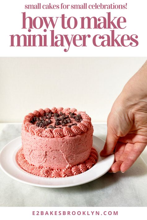 Mini Two Layer Cake, Small Cakes Ideas Minis For Him, Simple Mini Birthday Cake, Mini Cakes 4 Inch, Tiny Cakes Recipe, Four Inch Cake, Birthday Cake For One Person, Mini Layered Cake Ideas, Vintage Cake Recipes Homemade