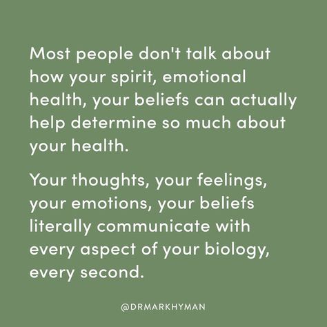 https://www.instagram.com/p/CU7fJXvtX2-/?utm_medium=share_sheet Biology Of Belief, Dr Mark Hyman, Holistic Fitness, Mark Hyman, Psychology Disorders, Health And Vitality, Mind Body Soul, Daily Motivational Quotes, Holistic Healing