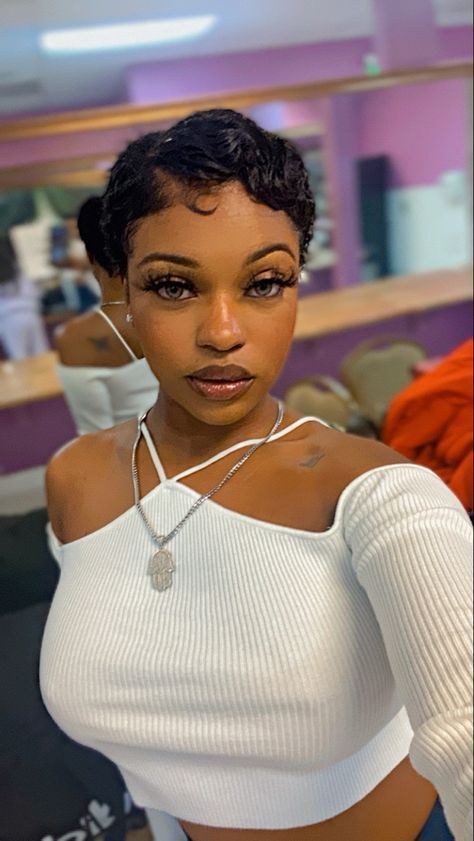 Betty Boop Pixie Cut, Finger Waves Pixie Cut, Finger Waves For Black Women, Short Hair Curly, Womens Essentials, 3a Hair, Pixie Cut Short, Finger Waves Short Hair, Hair 4c