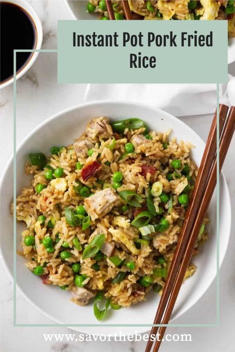 Rice In The Instant Pot, Pork Fried Rice Recipe, Dishes For A Crowd, Delicious Instant Pot Recipes, Rice Instant Pot, Pressure Cooker Pork, Raw Rice, Keto Main Dishes, Pork Fried Rice