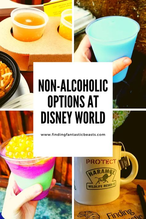 No matter what your reason for going alcohol free, Disney World offers lots of great options that mean you won’t miss out on a thing! - Finding Fantastic Beasts Disney Drinks Nonalcoholic, Epcot Drinking Around The World, Best Disneyland Food, Magic Kingdom Food, Best Mocktails, Best Non Alcoholic Drinks, Mocktail Drinks, Drinks To Try, Disney Drinks