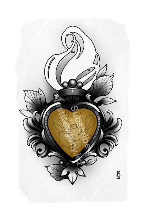 Neotrad Heart Tattoo, Neo Traditional Heart Tattoo, Neotraditional Flower Tattoo, Traditional Heart Tattoos, Sacred Heart Tattoos, Neo Trad Tattoo, Neotraditional Tattoo, Canvas Art Ideas, Heart On My Sleeve