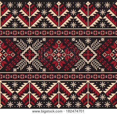 Vector illustration of Ukrainian folk seamless pattern ornament. Ethnic ornament. Border element. Traditional Ukrainian, Belarusian folk art knitted embroidery pattern - Vyshyvanka Vyshyvanka Tattoo, Traditional Ukrainian Folk Art, Vyshyvanka Pattern, Ukranian Folk Art, Knitted Embroidery, Ukrainian Pattern, Ukrainian Tattoo, Ajrakh Prints, Paisley Art