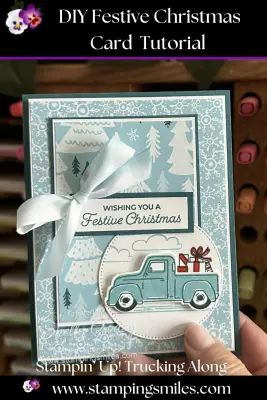 Truck Stamps, Christmas Card Tutorials, Stamped Christmas Cards, Homemade Christmas Cards, Handmade Greeting Cards, Stampin Up Christmas Cards, Stampin Up Christmas, Card Tutorial, Christmas Cards To Make