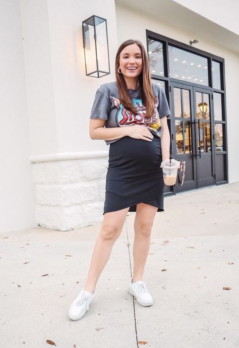 Looking for a cute and comfortable pregnancy outfit that's easy to throw together! Shop this Amazon tshirt dress with an oversized graphic tee! bump friendly / bump style / summer outfit / target / amazon / sneakers / maternity outfit Bump Style Summer, Comfortable Pregnancy Outfits, Outfit For Church, Pregnancy Outfit, Church Fits, Maternity Outfit, Easy Outfit, Oversized Graphic Tee, Bump Style